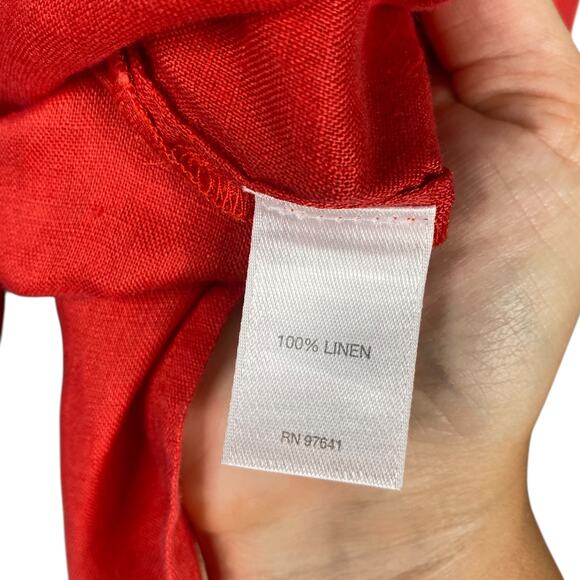 J. Jill Love Linen Essentials Red Button Down Lagenlook Shirt Top SZ M - Picture 9 of 9